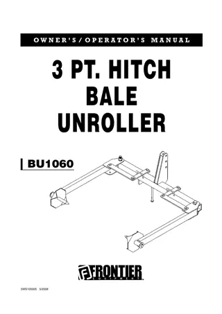 John Deere Frontier BU1060 3PT.Hitch Bale Unroller Owner’s Operator’s Manual Instant Download (Publication No. 5WS105005)