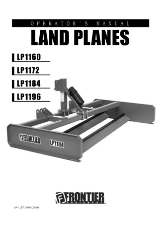 John Deere Frontier LP1160 LP1172 LP1184 LP1196 Land Planes Operator’s Manual Instant Download (Publication No. 5TL15614)