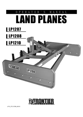 John Deere Frontier LP1207 LP1208 LP1210 Land Planes Operator’s Manual Instant Download (Publication No. 5TL15788)