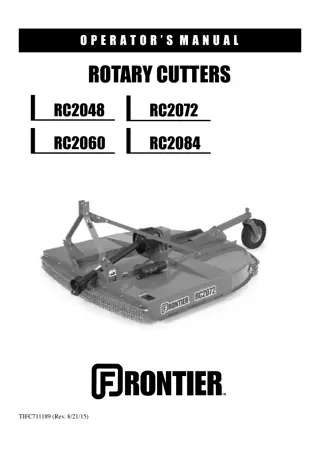 John Deere Frontier RC2048 RC2060 RC2072 RC2084 Rotary Cutters Operator’s Manual Instant Download (Publication No.TIFC711189)