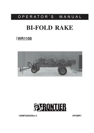 John Deere Frontier WR1108 Bi-Fold Rake Operator’s Manual Instant Download (Publication No.HPOMR1)