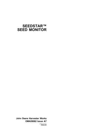 John Deere Seedstar™ Seed Monitor Operator’s Manual Instant Download (Publication No.oma59082)