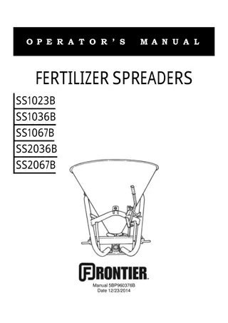 John Deere SS1023B SS1036B SS106B SS2036B SS2067B Fertilizer Spreaders Operator’s Manual Instant Download (Publication No. 5BP960376B)