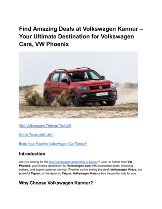 Find Amazing Deals at Volkswagen Kannur – Your Ultimate Destination for Volkswagen Cars, VW Phoenix