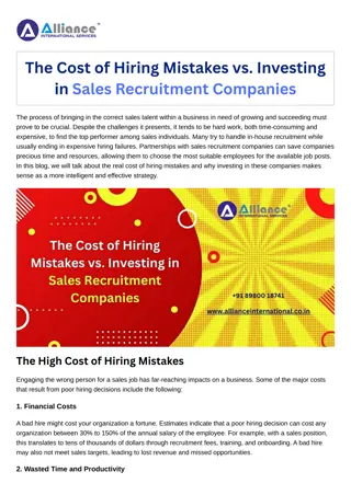 The Cost of Hiring Mistakes vs. Investing in Sales Recruitment Companies