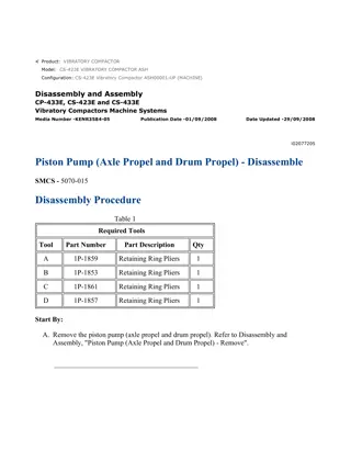 Caterpillar Cat CS-423E Vibratory Compactor (Prefix ASH) Service Repair Manual Instant Download (ASH00001 and up)