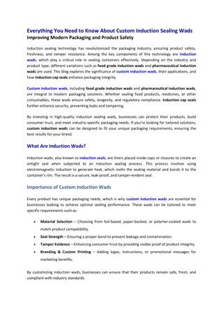 Everything You Need to Know About Custom Induction Wads Improving Modern Packaging and Product Safety