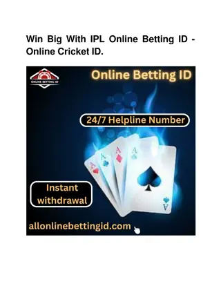 Win Big With IPL Online Betting ID - Online Cricket ID