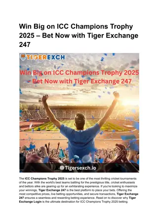 Win Big on ICC Champions Trophy 2025 – Bet Now with Tiger Exchange 247