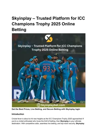 Skyinplay – Trusted Platform for ICC Champions Trophy 2025 Online Betting