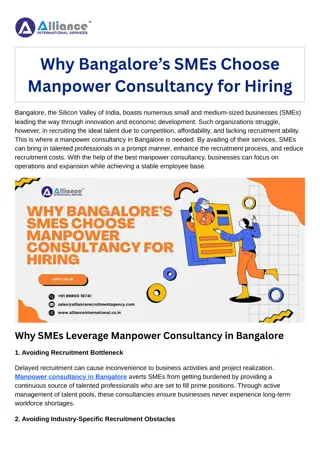 Why Bangalore's SMEs Choose Manpower Consultancy for Hiring