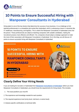 10 Points to Ensure Successful Hiring with Manpower Consultants in Hyderabad