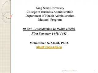 King Saud University College of Business Administration Department of Health Administration  Masters` Program