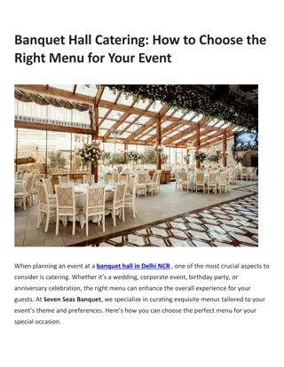 Banquet Hall Catering How to Choose the Right Menu for Your Event