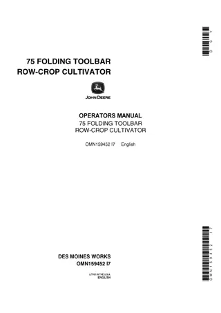 John Deere 75 Folding Toolbar Row-Crop Cultivator Operator’s Manual Instant Download (Publication No.OMN159452)