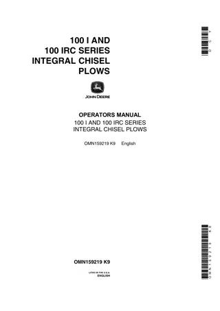 John Deere 100 I and 100 IRC Series Integral Chisel Plows Operator’s Manual Instant Download (Publication No.OMN159219)