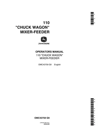 John Deere 110 Chuck Wagon Mixer-Feeder Operator’s Manual Instant Download