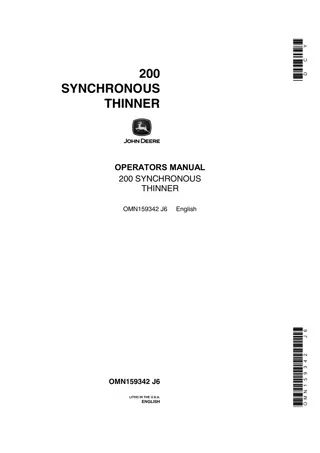 John Deere 200 Synchronous Thinner Operator’s Manual Instant Download (Publication No.OMN159342)