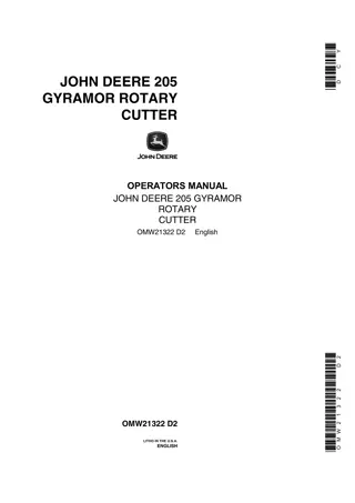 John Deere 205 Gyramor Rotary Cutter Operator’s Manual Instant Download (Publication No.OMW21322)