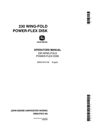 John Deere 230 Wing-Fold Power-Flex Disk Operator’s Manual Instant Download (Publication No.OMA37973)