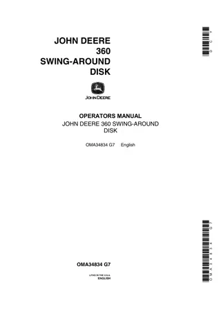 John Deere 360 Swing-Around Disk Operator’s Manual Instant Download (Publication No.OMA34834)