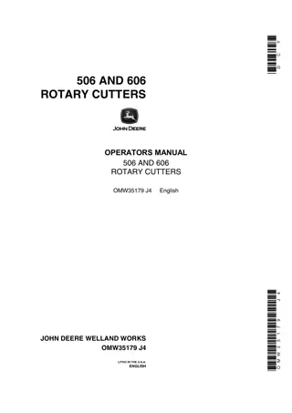 John Deere 506 and 606 Rotary Cutters Operator’s Manual Instant Download (Publication No.OMW35179)