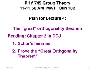 PHY 745 Group Theory Lecture 4: Great Orthogonality Theorem