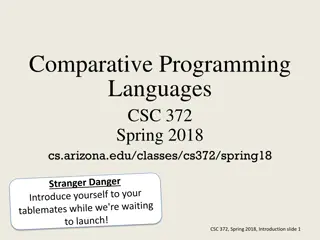 Comparative Programming Languages - CSC 372 Spring 2018 Introduction