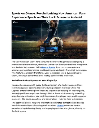 Sports on Glance  Revolutionizing How American Fans Experience Sports on Their Lock Screen on Android