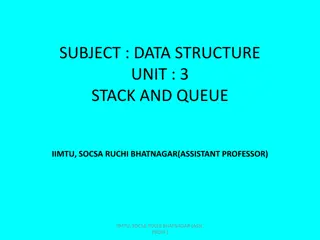 SUBJECT : DATA STRUCTURE UNIT : 3 STACK AND QUEUE