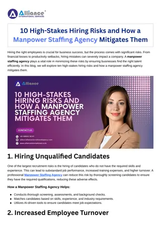 10 High-Stakes Hiring Risks and How a Manpower Staffing Agency Mitigates Them