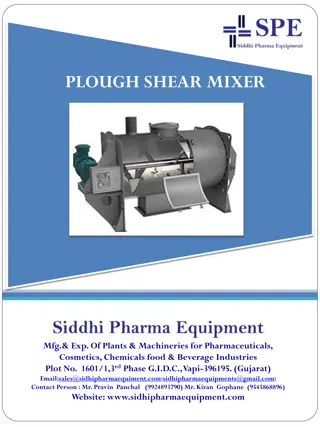 Plough Shear Mixer - Machinery for Pharmaceuticals