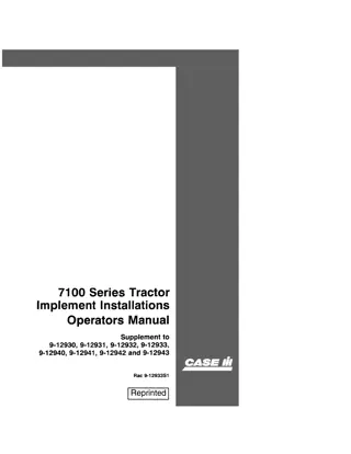 Case IH 7100 Series Tractor Implement Installations Supplement Operator’s Manual Instant Download (Publication No.9-12933S1)