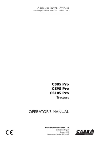 Case IH CS85 Pro CS95 Pro CS105 Pro Tractors Operator’s Manual Instant Download (Publication No.84410118)