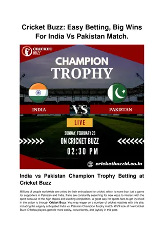 Cricket Buzz_ Easy Betting, Big Wins For India Vs Pakistan Match