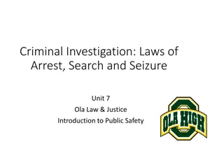 Criminal Investigation: Laws of  Arrest, Search and Seizure