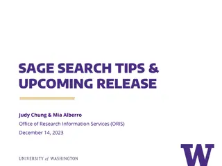 SAGE SEARCH TIPS &  UPCOMING RELEASE