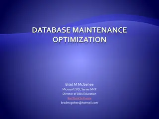 DATABASE MAINTENANCE  OPTIMIZATION