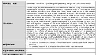 Parametric Studies on Lap-Shear Joints Geometry Design for Sn-Bi Solder Alloys