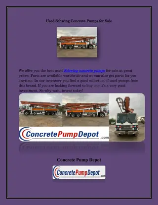 Used Schwing Concrete Pumps, concretepumpdepot.com