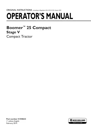 New Holland Boomer™ 25 Compact Stage V Compact Tractor Operator’s Manual Instant Download (Publication No.51558622)