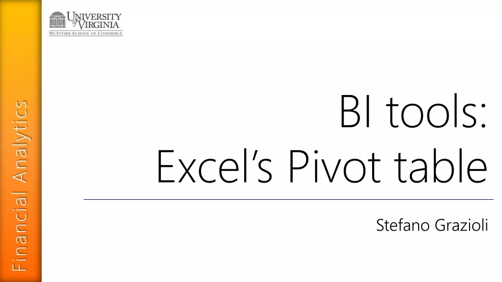 BI Tools for Financial Analytics with Stefano Grazioli