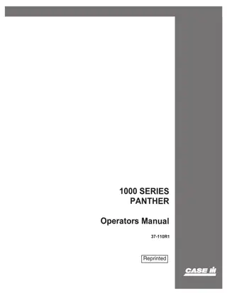 Case IH 1000 Series Panther Operator’s Manual Instant Download (Publication No.37-110R1)