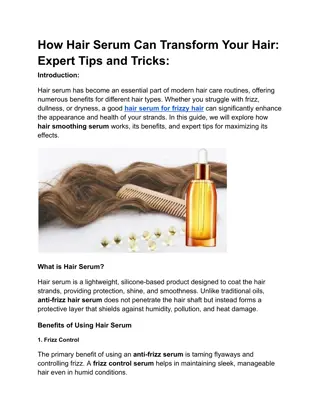 How Hair Serum Can Transform Your Hair Expert Tips and Tricks