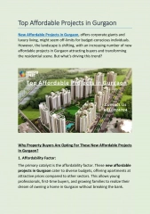 New Affordable Projects in Gurgaon