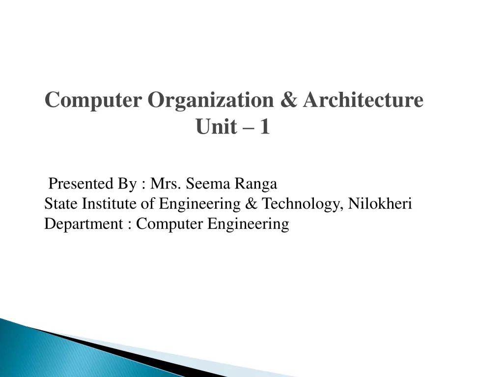 Computer Organization and Architecture