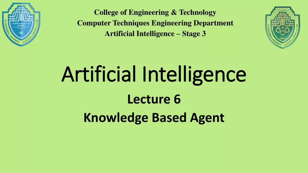 Knowledge-Based Agents in Artificial Intelligence