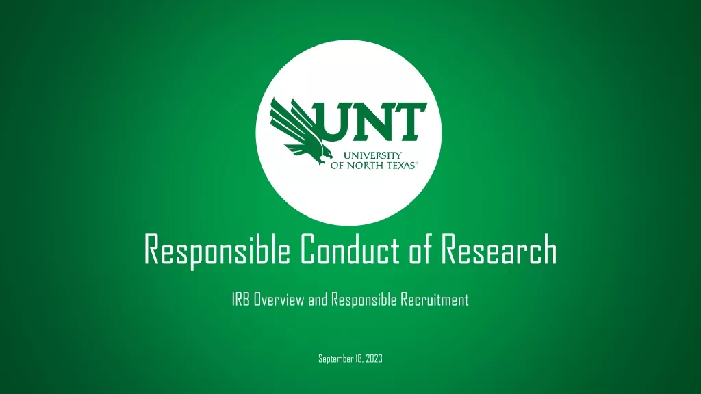 Responsible Conduct of Research and IRB Overview