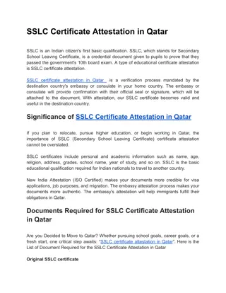 SSLC Certificate Attestation in Qatar