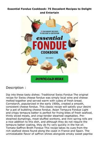 Pdf⚡️(read✔️online) Essential Fondue Cookbook: 75 Decadent Recipes to Delight an